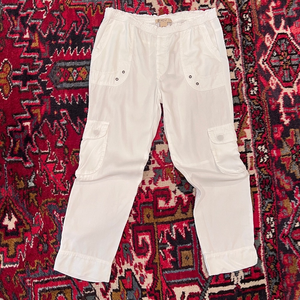 New XCVI Stanley Pant Delft Embroidered Linen in White